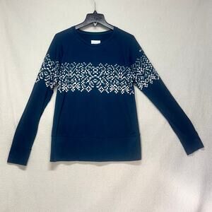 Columbia Blue Performance Long Sleeve Top Geometric Print Size Large